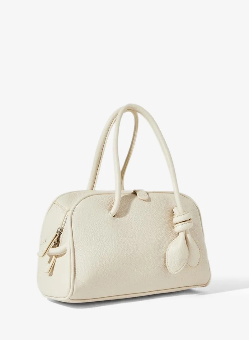 Styli Off White Textured Knot Detail Handbag