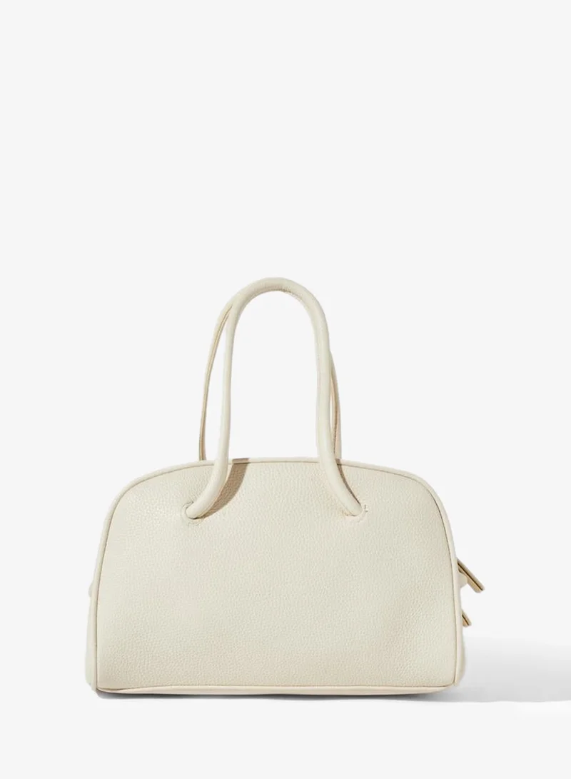 Styli Off White Textured Knot Detail Handbag