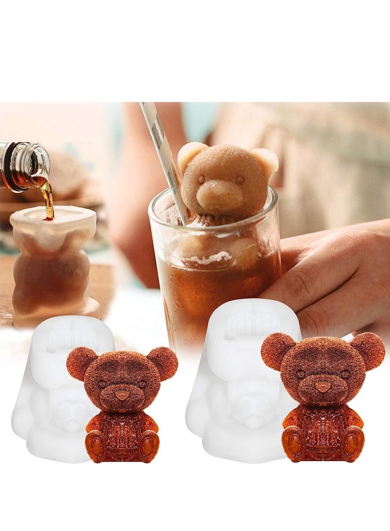 SYOSI Silicone Mold, 2Pcs 3D Teddy Bear Soap Candle Ice Cube for Coffee, Milk, Tea, Candy Gummy Fondant, Cake Baking, Cupcake Topper Decoration (2 Sizes) - Image 1