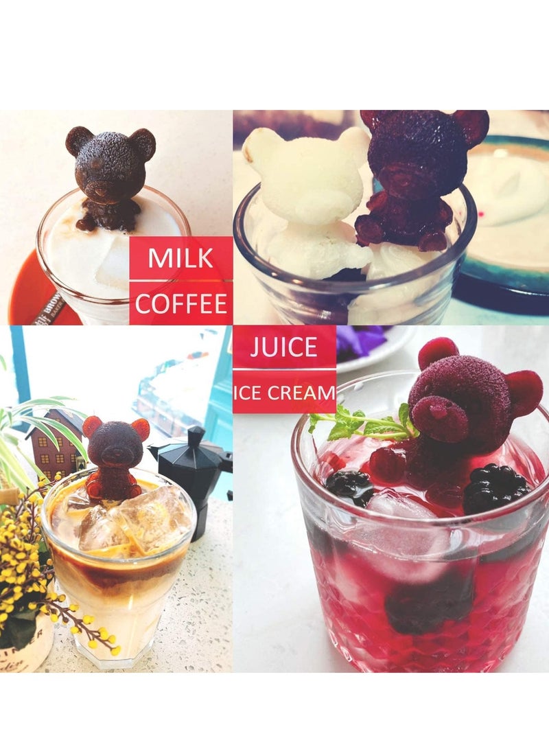 SYOSI Silicone Mold, 2Pcs 3D Teddy Bear Soap Candle Ice Cube for Coffee, Milk, Tea, Candy Gummy Fondant, Cake Baking, Cupcake Topper Decoration (2 Sizes) - Image 2