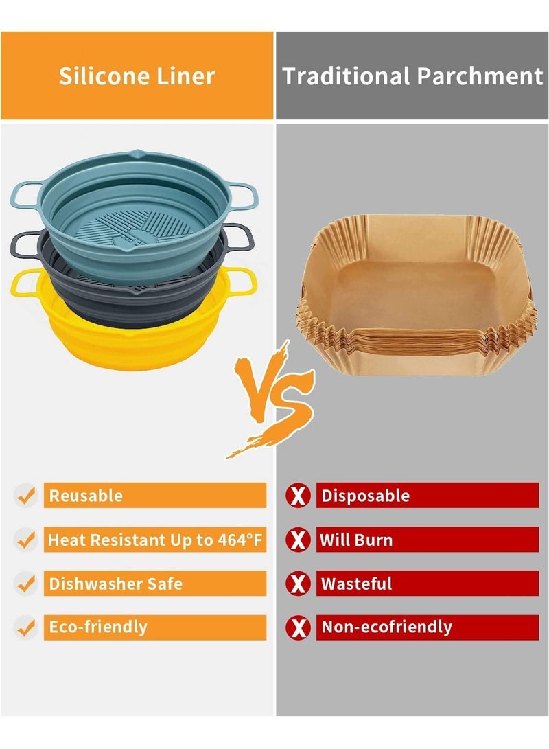 Captaintech 3-pcs Foldable & Reusable Air Fryer Silicone Liner Easy Cleaning Air Fryer Oven Accessories - Image 2