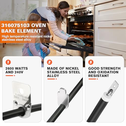 Beaquicy 【2025 UPGEADED】316075103 316075104 Oven Bake Heating Element by Beaquicy Replacement for Frigidaire Kenmore 790 Replaces 316075102 PS438018 AP2125026 FEF366EMD FEF366ECD FEF326FSE FEF366DSE - Image 2