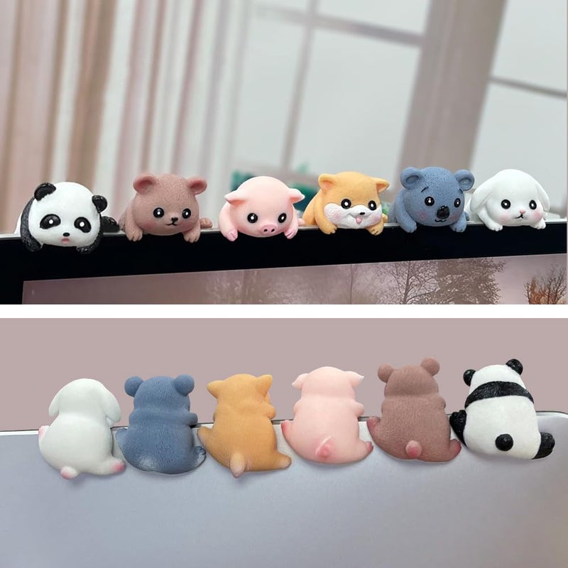 Rayberro Computer & TV Monitor Decoration Figurines, 6 PCS Small Animals Decorations, Car Navigator Screen Decorative Statues, Miniature Animal Ornaments Gifts - Image 1