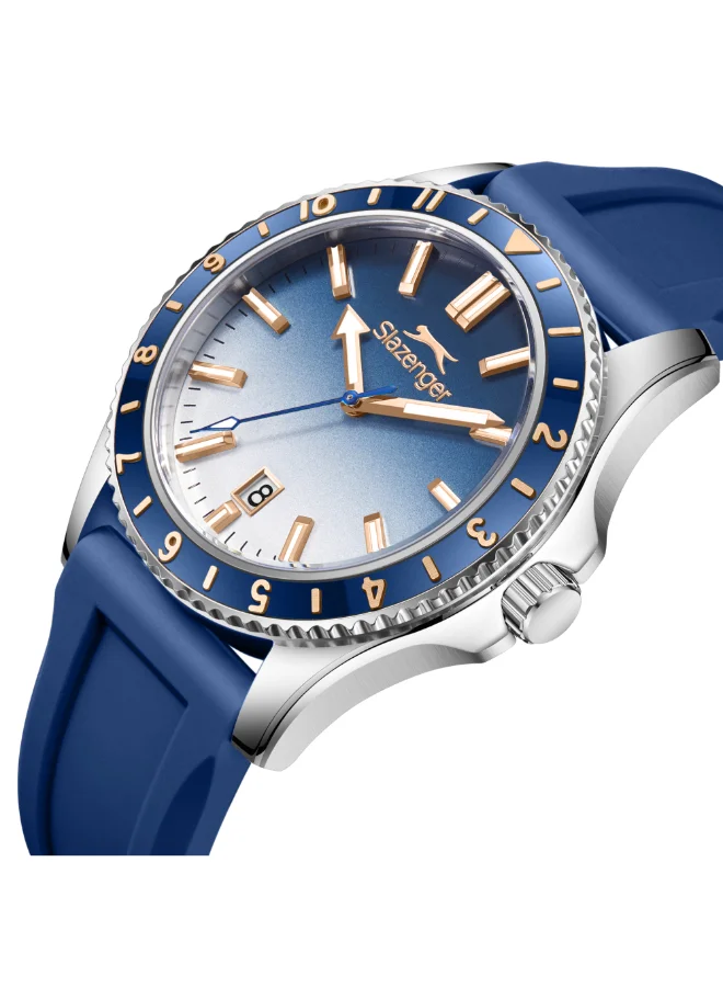 سلازنجر ساعة يد رجالية تناظرية بسوار سيليكون