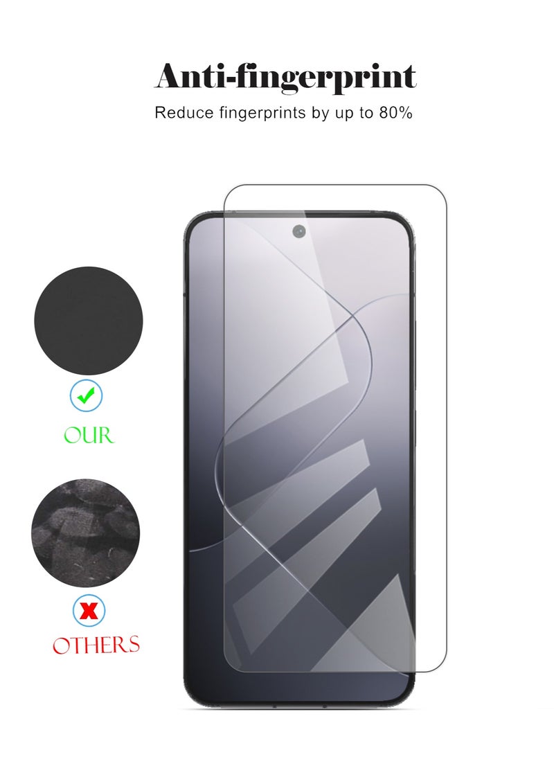 Techie 2 Pack HD Tempered Glass Screen Protector for Xiaomi 14 - Anti Reflection Anti Bubbles 9H Hardness 0.33 mm Rounded Edges Easy Installation  - Image 2