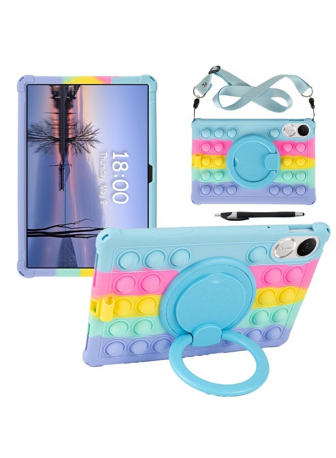 general Case Compatible with Honor Pad V9 11.5 inch (ROL-W00/W10) 2025 Kids Soft Silicon 360 Rotating Ring Stand Cover with Should Strap and Pen - Image 1