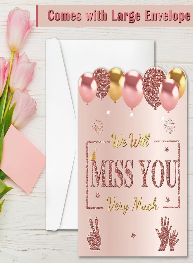 Turypaty Retirement We Will Miss You Greeting Card for Coworkers Women, Pink Rose Gold Guest Signature Book Gifts, Good Luck Blessing Greeting Card for Going Away Farewell Decorations Party Supplies - Image 4