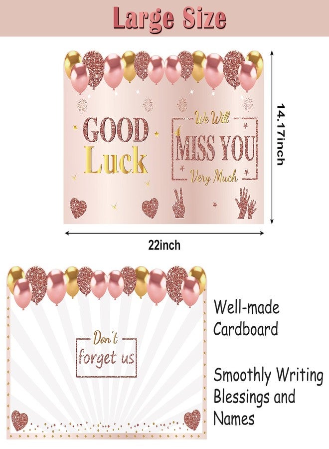 Turypaty Retirement We Will Miss You Greeting Card for Coworkers Women, Pink Rose Gold Guest Signature Book Gifts, Good Luck Blessing Greeting Card for Going Away Farewell Decorations Party Supplies - Image 3