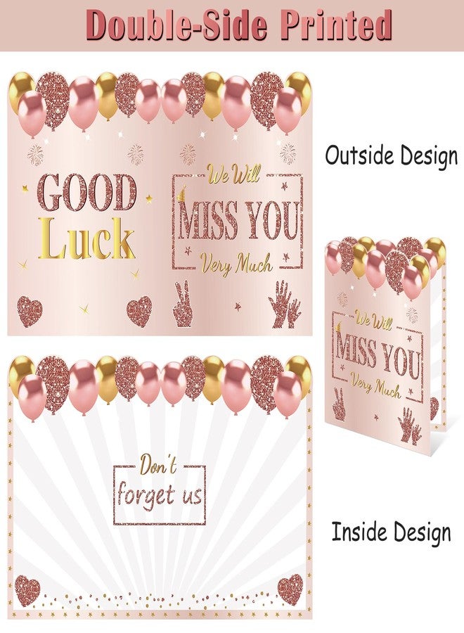 Turypaty Retirement We Will Miss You Greeting Card for Coworkers Women, Pink Rose Gold Guest Signature Book Gifts, Good Luck Blessing Greeting Card for Going Away Farewell Decorations Party Supplies - Image 2