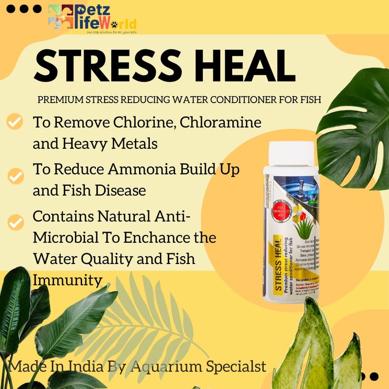 VAYINATO Aquatic Remedies Stress Heal 100ML Aquarium Water Conditioner to Remove Chlorine,Ammonia|with Aloe Vera to Enchance Water and Fish Colour|Use it After Evey Water Chge to Reduce The Mortality (100 ML) - Image 2