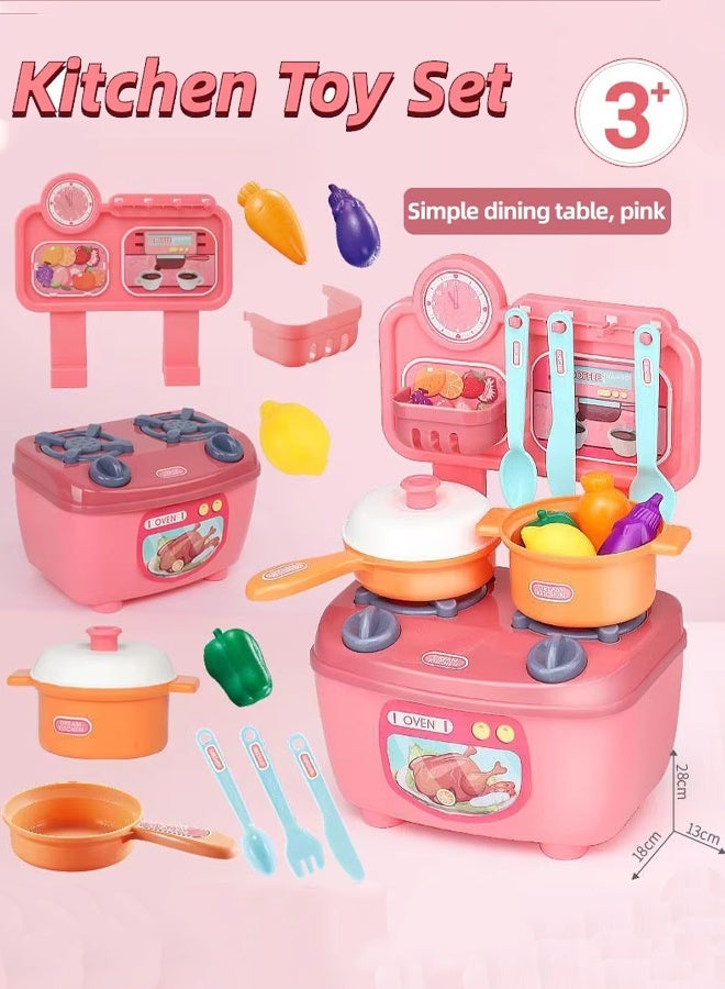 Kitchen Pretend Toy Set,,Kids Mini Kitchen Toys Simulation Cooking Set,Kids Kitchen Playset Mini Kitchen Toy Set, Toddlers Cooking Pretend Play Interactive Station, Kids Toy Kitchen Set with Play Sink, Spray, Realistic Light & Sound,With Kitchenware and Fruit Model for Girl and Boy ﻿ - Image 1
