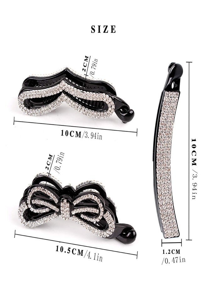 Fodattm Women Sparkly Cryrstal Rhinestone Banana Hair Clip Comb Ponytail Holder Fashion Hair Clincher Hair Claw Grip - Image 2