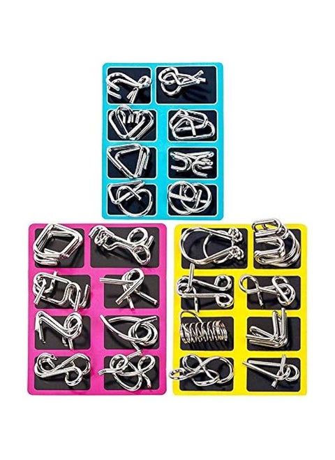 24Pcs Brain Puzzles Intelligence Buckle Lock Toy Brain Teasers Metal Puzzles for Kids Adults