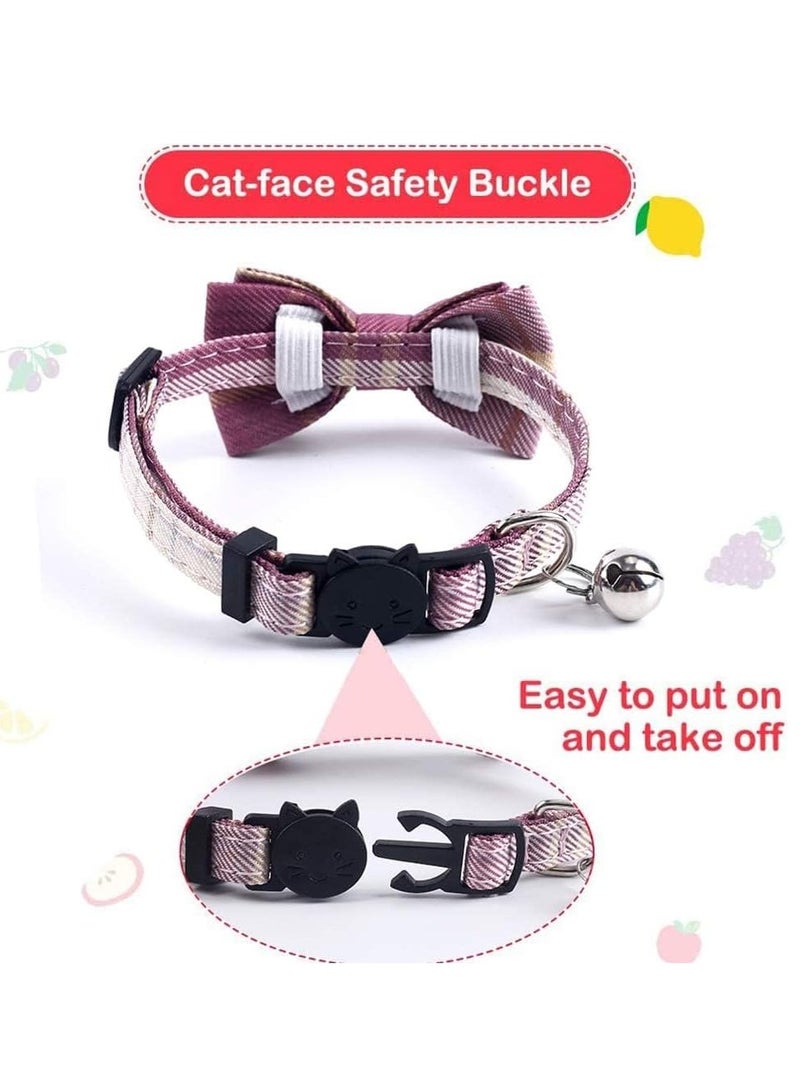 KASTWAVE Cat Collars Breakaway with   Bow Bell, 2 Pack Comes with Floral Bells，Stylish Design fits Boy Cats and Girl Cats, Adjustable Removable Bowtie Cat Collar for Cats Kittens - Image 4