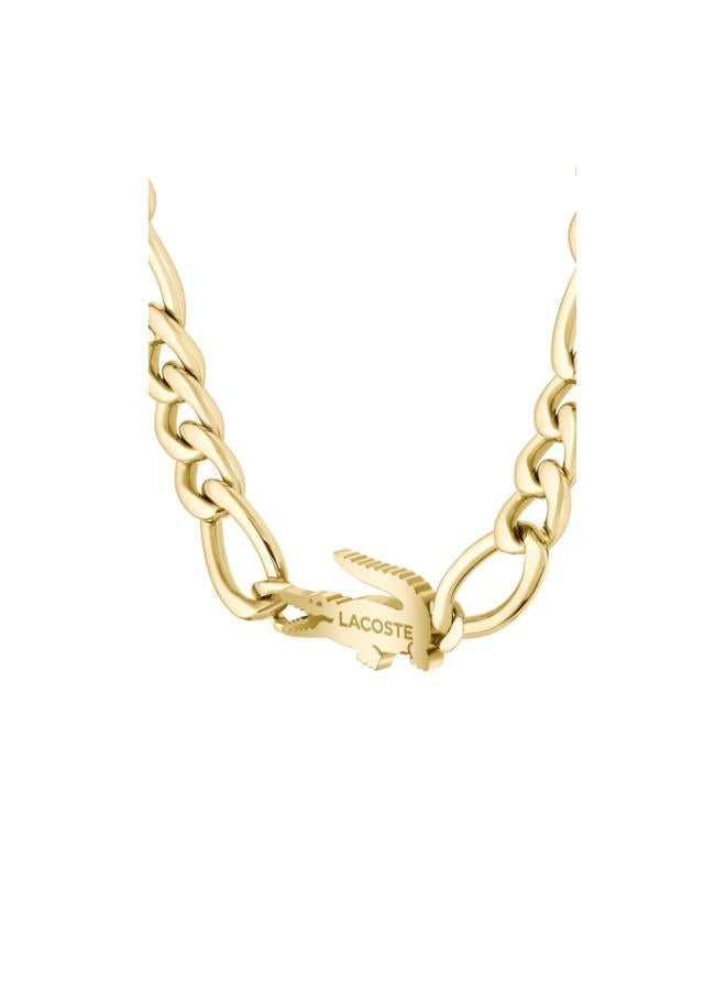 Lacoste Crocodile Ionic Plated Thin Gold Steel Unisex Necklace - 2040372 - Image 1