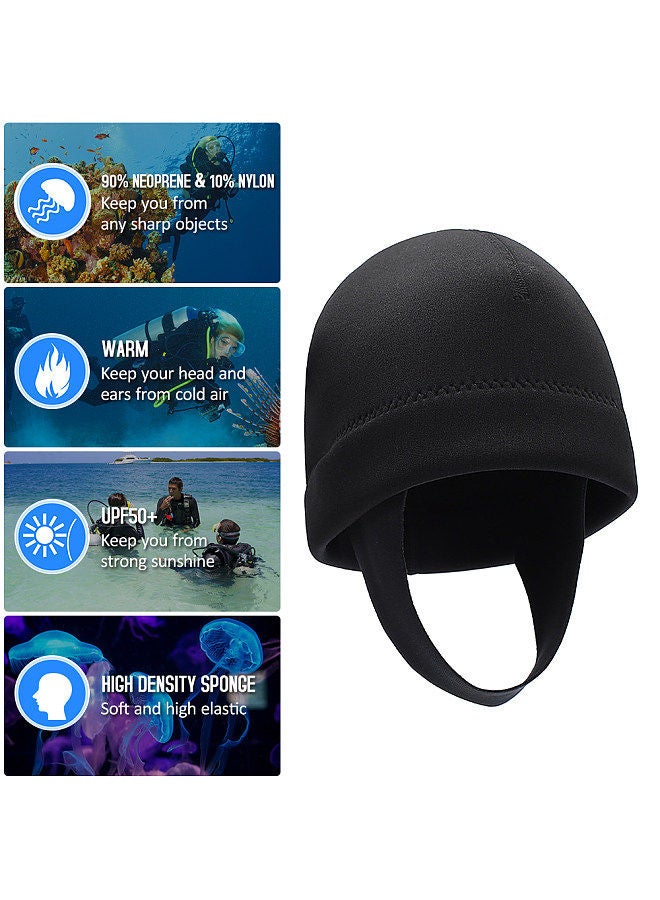 Generic 2mm Neoprene Snorkeling Cap UV Protection Warm Diving Hood Wetsuit Beanie Cap for Snorkeling Swimming Surfing Kayaking - Image 2