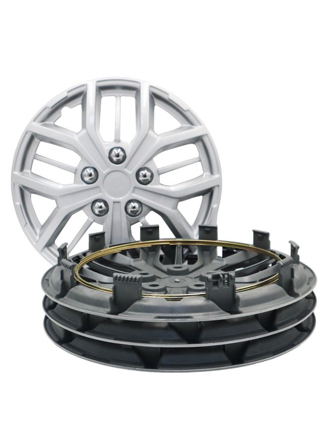 EMTC Pack of 4 EM-3142 Taiwan Wheel Cover | 15" Inch | Silver Universal Nested Style  - Image 3