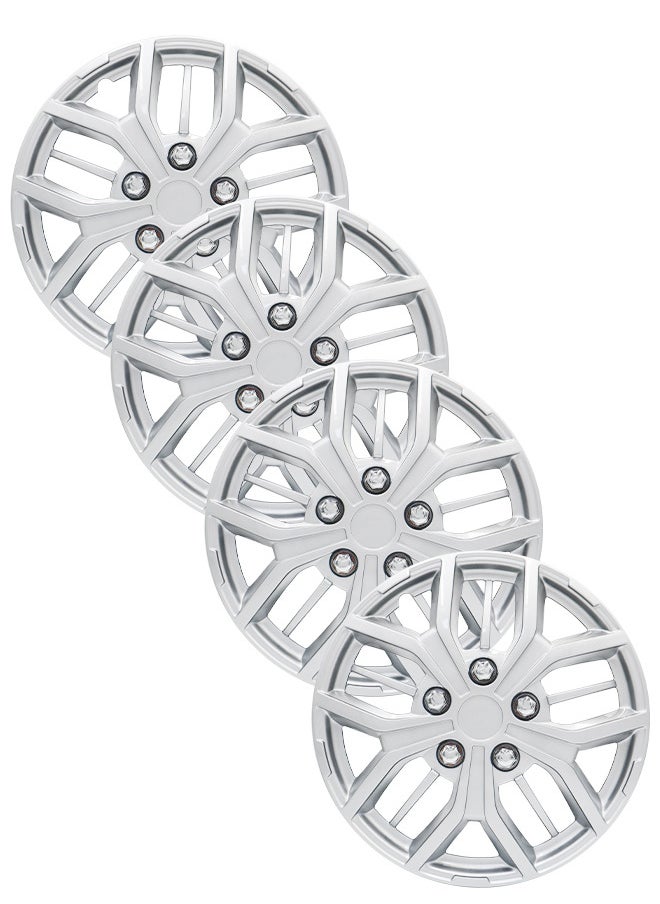 EMTC Pack of 4 EM-3142 Taiwan Wheel Cover | 15" Inch | Silver Universal Nested Style  - Image 1