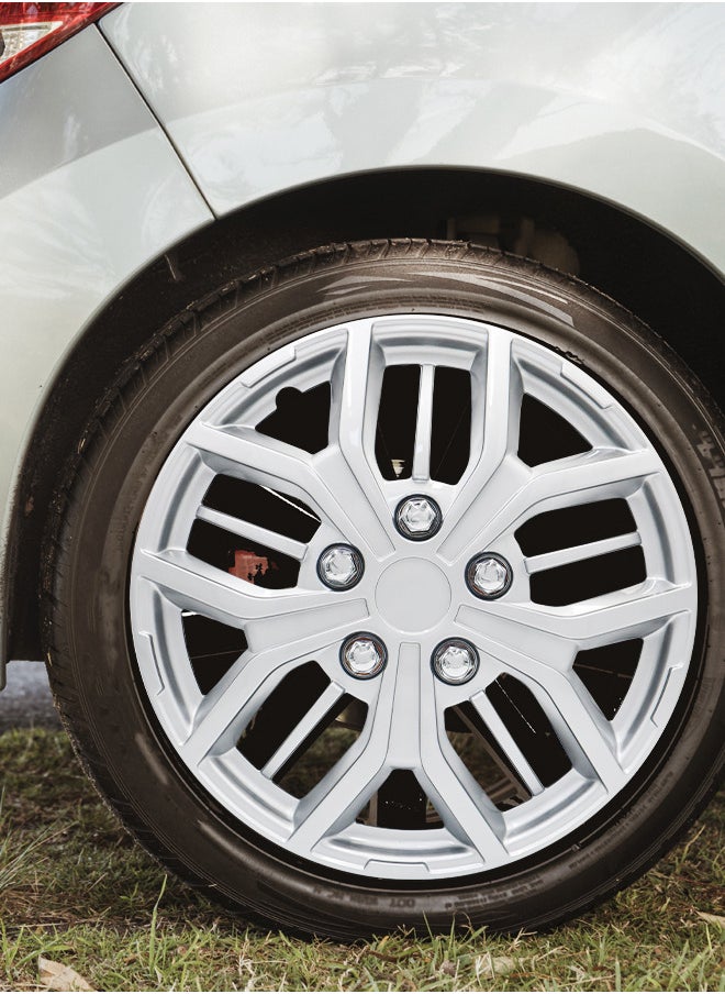 EMTC Pack of 4 EM-3142 Taiwan Wheel Cover | 15" Inch | Silver Universal Nested Style  - Image 4