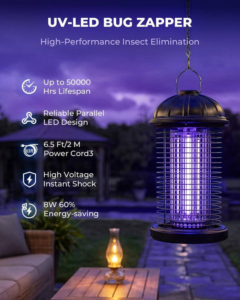 CXRUY Electric Bug Zapper Outdoor, Mosquito Killer Lamp, Hanging Waterproof Insect Zapper - Image 2