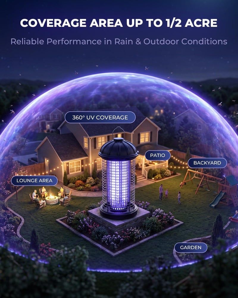 CXRUY Electric Bug Zapper Outdoor, Mosquito Killer Lamp, Hanging Waterproof Insect Zapper - Image 5