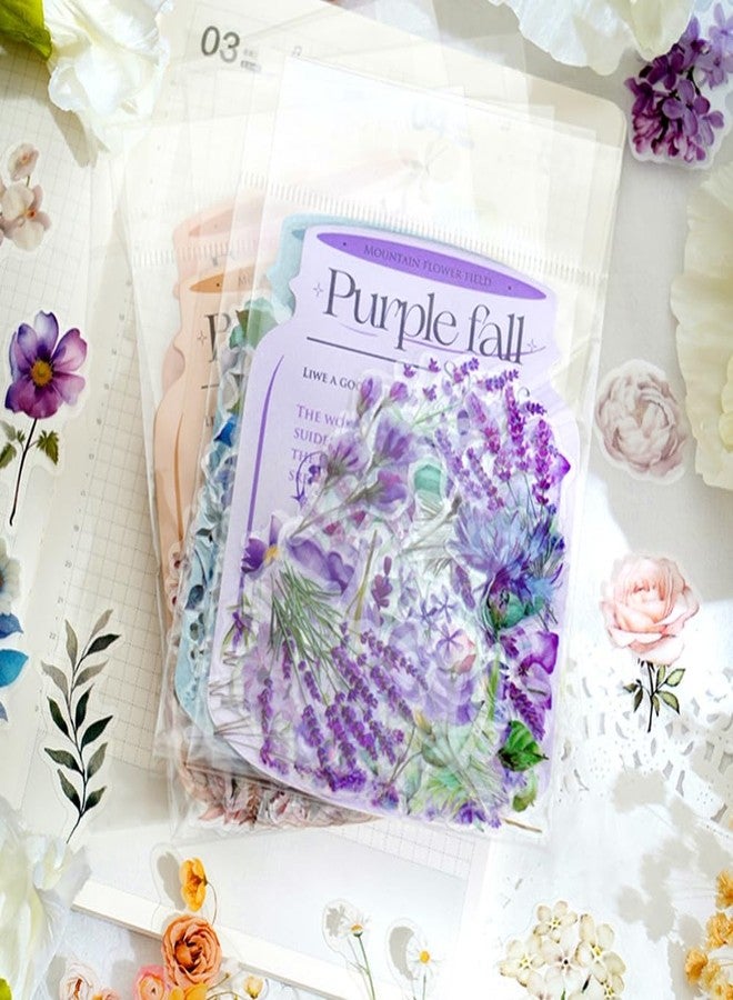 Obujopal 100 Pcs Natural Botanical Flower Stickers, Wildflower Stickers for Scrapbooking Junk Journal Notebook Diary Planner Letter Envelope Water Bottle Phone Case Craft Decoration (Purple) - Image 4