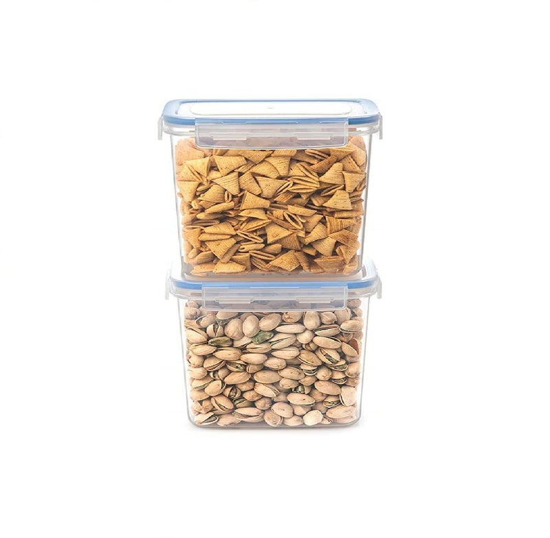 ENTITY Airtight Storage Container Set for Fridge BPA Free Airtight Plastic Container for Kitchen - 1300ml, Transparent (Pack of 2) - Image 1