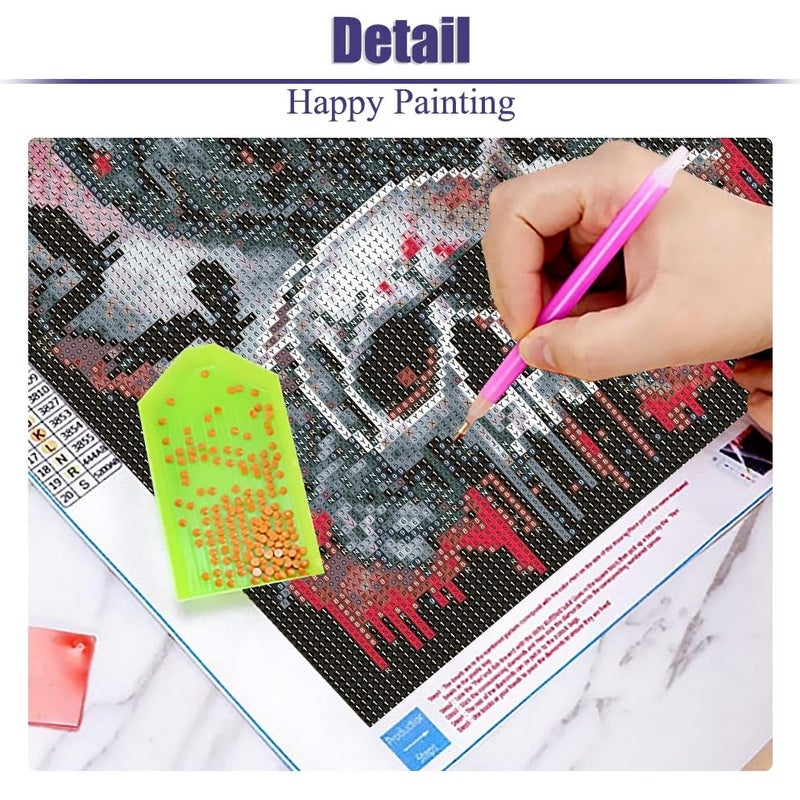 Mrnsiet Halloween Diamond Painting Kits for Adults, 5D Crow Diamond Painting for Beginner, DIY Full Drill Skull Diamond Art Kits for Home Wall Decor 12 x 16 Inch - Image 5