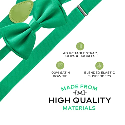 Man of Men - Men's Green Bowtie & Suspender Set - Image 2
