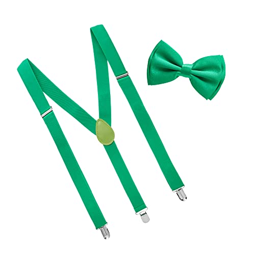 Man of Men - Men's Green Bowtie & Suspender Set - Image 1