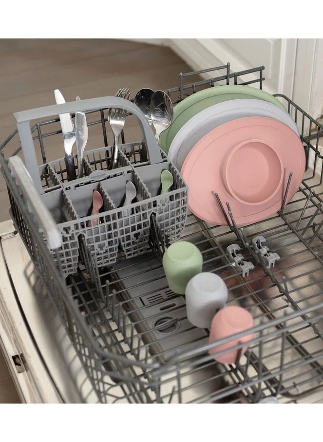 ازبيز مجموعة Ezpz Tiny Collection كوب وملعقة ووعاء من السيليكون بنسبة 100% مع مفرش مدمج للأطعمة الأولى، وفطام الطفل، ومهروسات صممها متخصص في تغذية الأطفال بعمر 6 أشهر فما فوق، أخضر (نيلي)  - Image 5