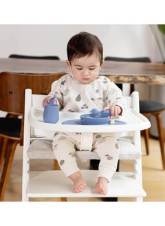 ezpz Ezpz Tiny Collection Set Sage 100% Silicone Cup, Spoon & Bowl With Built In Placemat For First Foods, Baby Led Weaning, Purees Designed By A Pediatric Feeding Specialist 6 Months above, Green (Indigo)  - Image 4