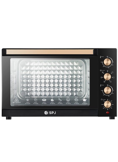 SPJ Electric Oven, 150L Oven, 2800W With 7 Power Levels, 70-250 °C Adjustable Temp., 120 Minutes Timer, 360° Motorised Rotisserie, Inner Lamp, Easy to Use, Color - Brown, EOW-BR150L04