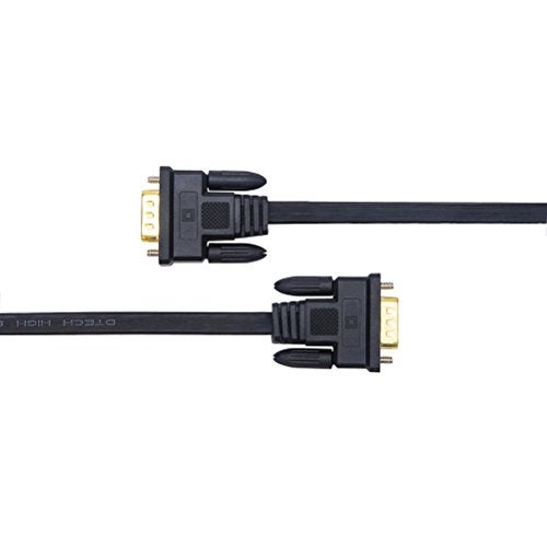DTech 10m Ultra Thin Flat Computer Monitor VGA Cable Long 32 Feet Male to Male 15 Pin Connector Standard SVGA Wire Black - Image 2