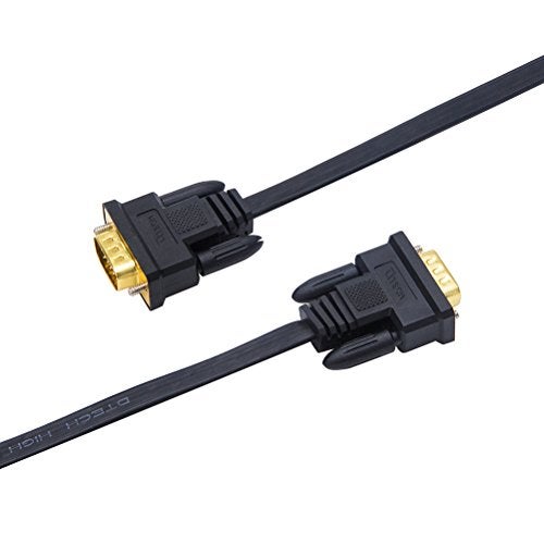 DTech 10m Ultra Thin Flat Computer Monitor VGA Cable Long 32 Feet Male to Male 15 Pin Connector Standard SVGA Wire Black - Image 3