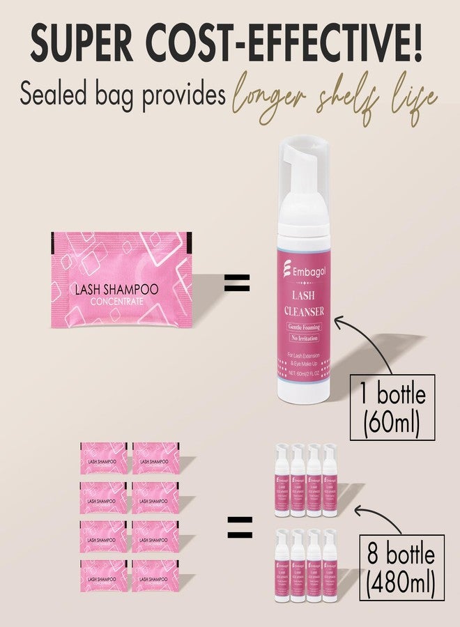 Embagol Lash Shampoo Concentrate Kit Lash Cleaning for Eyelash Extensions Anti-allergic Hypoallergenic and Non-irritation Cleanser for Salon & Home Use(Lash Shampoo Refill Kit) - Image 5