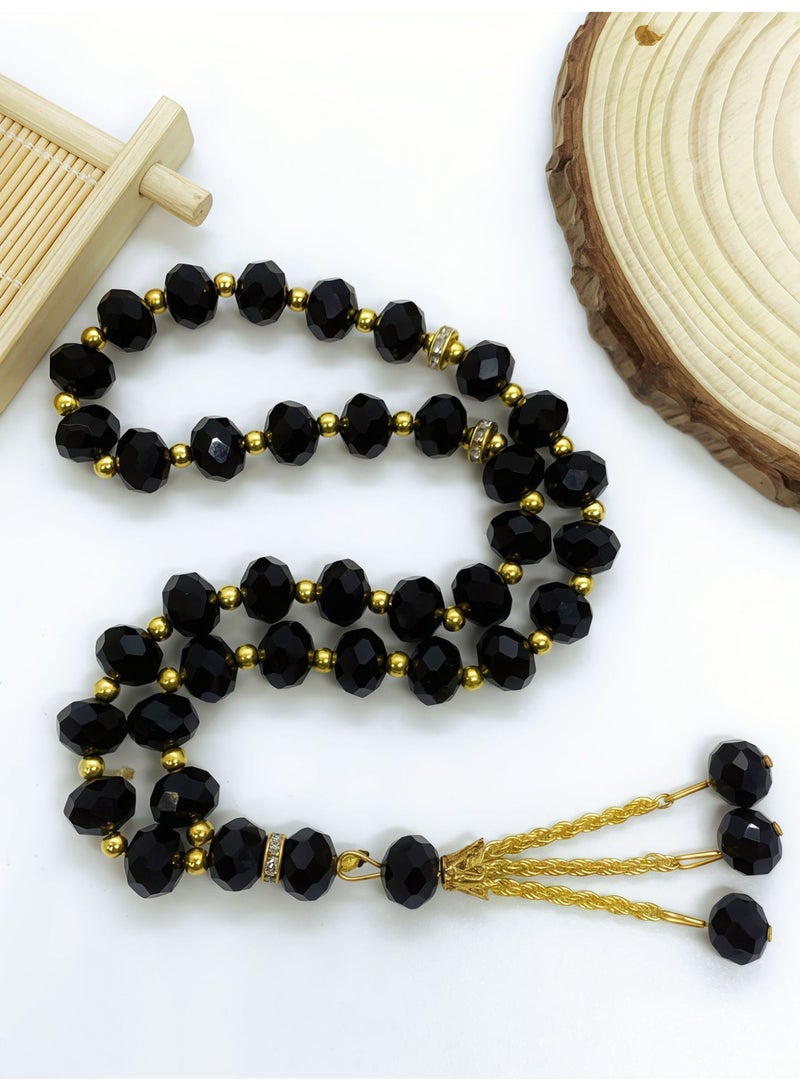 NIBEMINENT 33 Muslim Prayer Beads Black And Gold/10mm