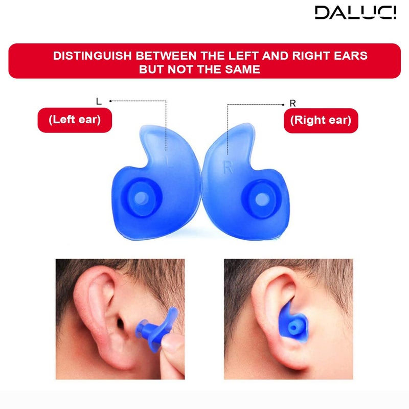 DALUCI Waterproof Ear Plugs for Swimming, Sleeping & Bathing | Silicone Ear Plugs for Noise Cancellation Swim Ear plugs for Men & Women | Reusable, Ultra-Soft, Comfortable Ear buds – Blue (1 Pair) - Image 5