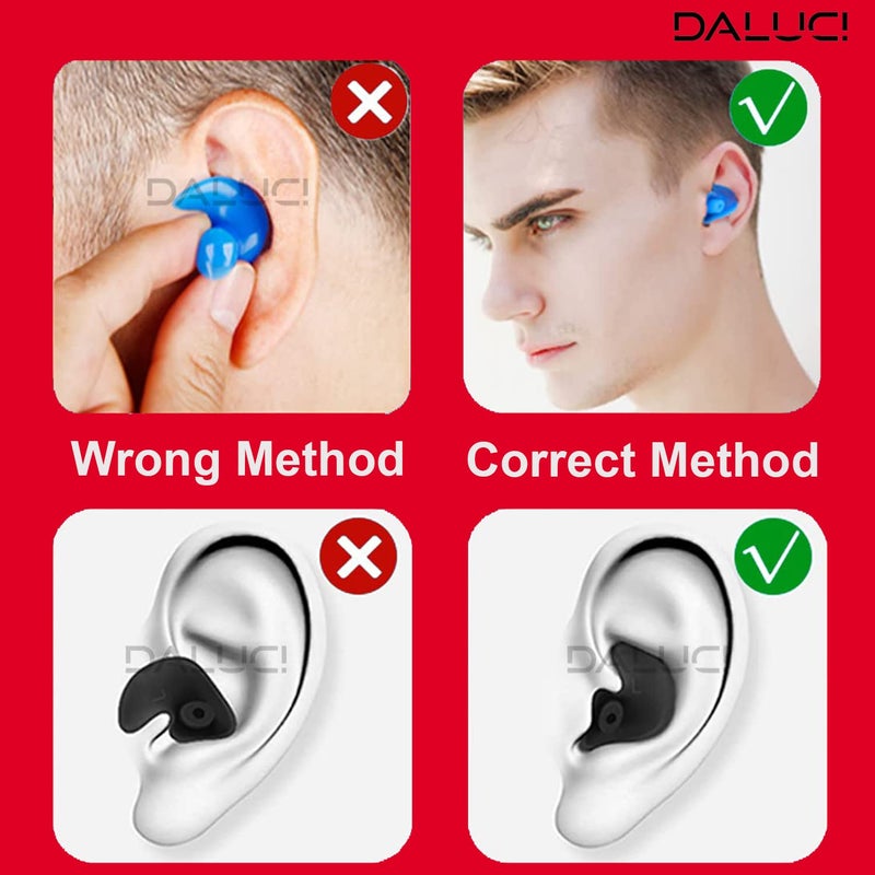 DALUCI Waterproof Ear Plugs for Swimming, Sleeping & Bathing | Silicone Ear Plugs for Noise Cancellation Swim Ear plugs for Men & Women | Reusable, Ultra-Soft, Comfortable Ear buds – Blue (1 Pair) - Image 2