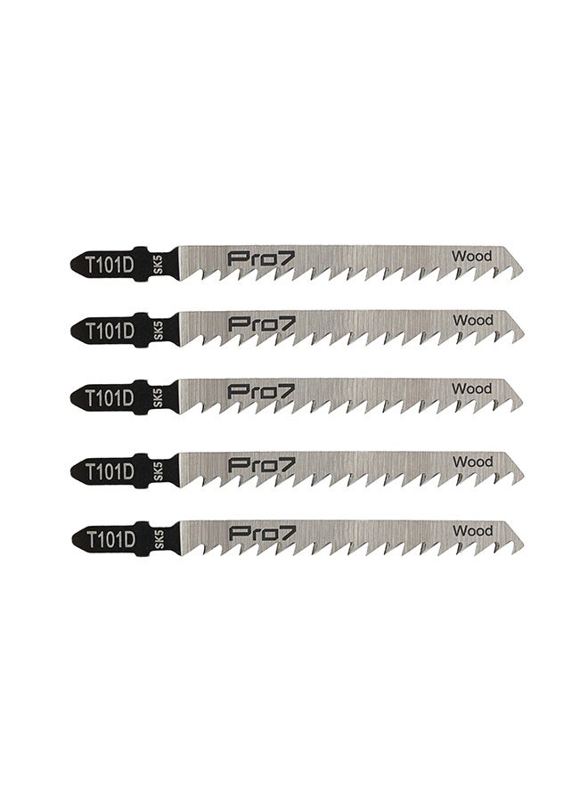 LAWAZIM Pro7 Jigsaw Blade - T101D - 5 Piece 100mm 6 TPI T-Shank Jig Saw Blades - High-Speed Carbon Steel, Milled Side-Set Teeth - Clean and Fast Straight Cutting in Wood, Plywood & PVC - Image 1