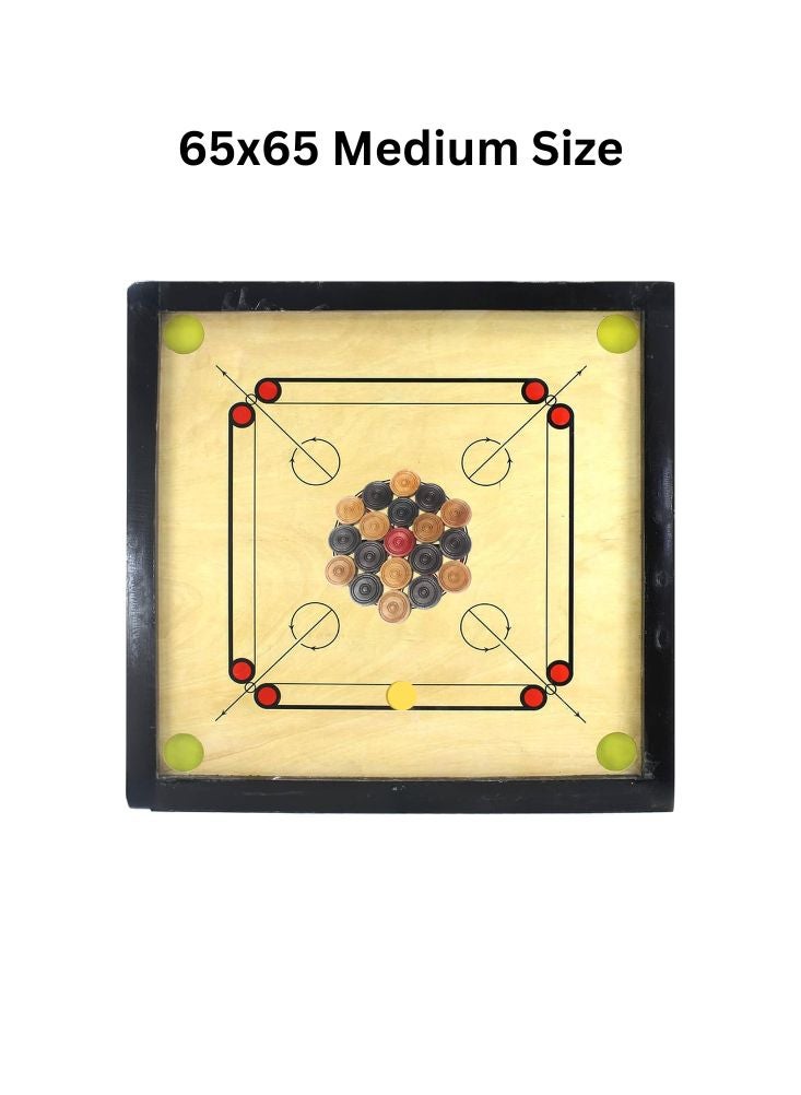 بريميم لعبة الكيرم اللوحية مع عملات ومضرب – متوفرة بأحجام متعددة، مصنوعة من خشب عالي الجودة، صناعة هندية، متوسطة الحجم - Image 1