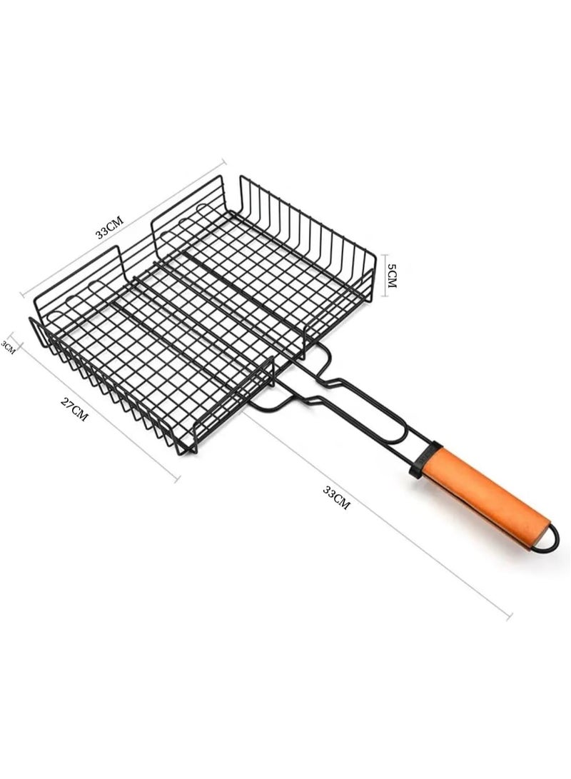 BBQ Grill Basket – Stainless Steel Folding Grilling Net for Meat, Vegetables, and Fish – Ideal for Camping and Outdoor BBQ - Image 3