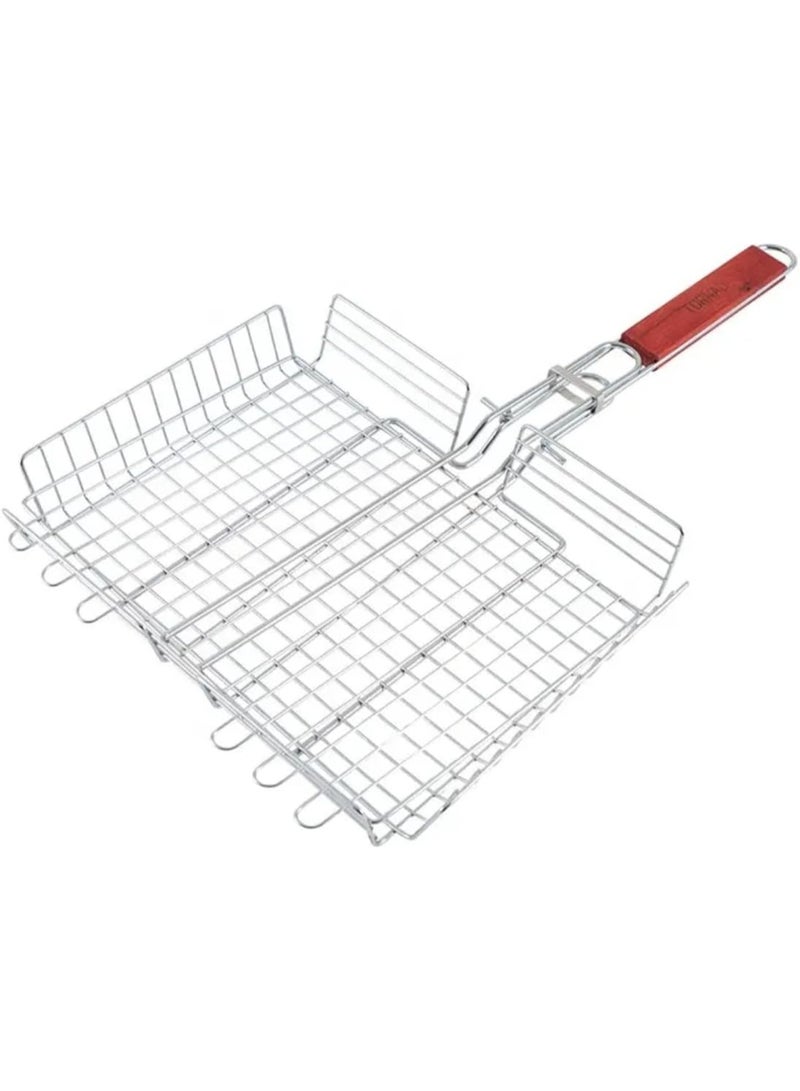 BBQ Grill Basket – Stainless Steel Folding Grilling Net for Meat, Vegetables, and Fish – Ideal for Camping and Outdoor BBQ - Image 1
