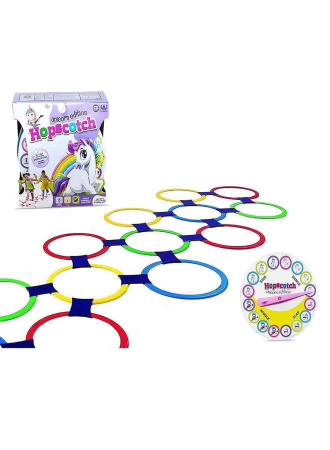 YUIOP - Hopscotch Mat Game for Kids - Active Play -13 Rings,16 Clips & 1 Spinner Board (Hopscotch Unicorn) - Image 2