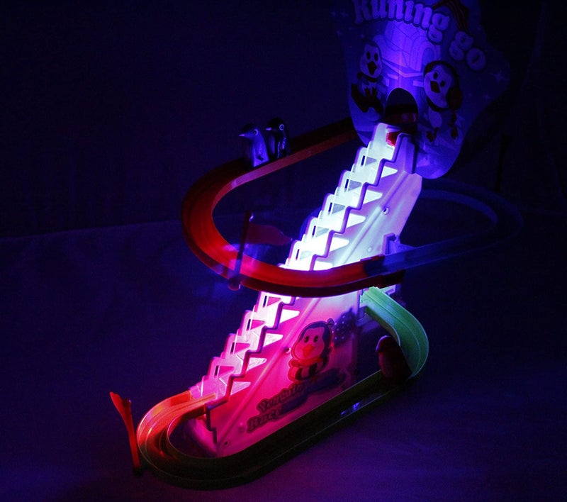 Haktoys Arctic Fun Penguin Slide Toy Set: Stair Climbing Penguin Playset with Sliding Tracks, Music On/Off Switch for Quiet Play Option | Penguin Race Game for Kids Toddlers Boys and Girls - Image 5