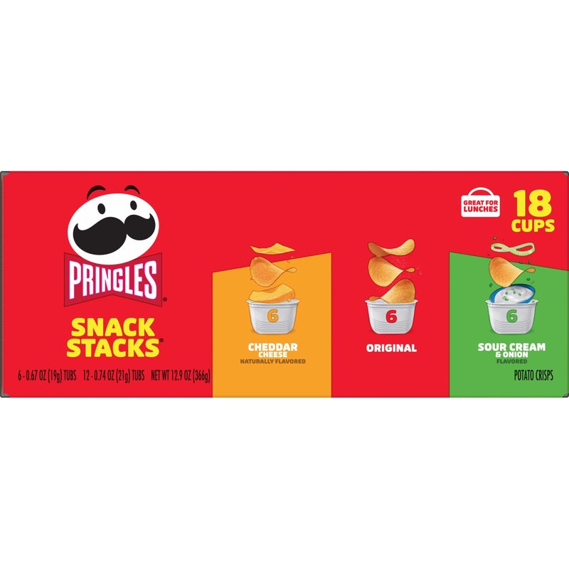 Pringles رقائق بطاطس برينجلز، وجبات غداء، وجبات خفيفة للمكتب والأطفال، عبوات وجبات خفيفة، مجموعة متنوعة، علبة 12.9 أونصة (18 كوب) - Image 5