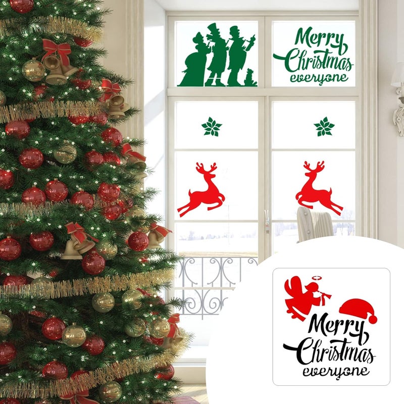Epakh 20 Pieces Christmas Decoration Stencils 5.9 x 5.9 Inch Reusable Christmas Ornament Stencils Santa Elk Painting Template Holiday Plastic Stencils for Painting on Wood Wall Glass Canvas DIY Arts Craft - Image 5