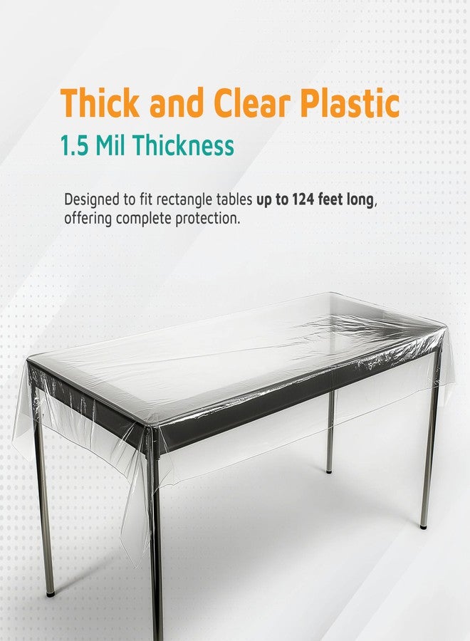 PlasticMill Clear Plastic Table Cover - Clear Plastic Table Cloth - Dining Table Protector Cover - Tablecloth for Rectangle Tables, 1.5 Mil, 66" W x 1,500" L (1-Pack) - Image 3