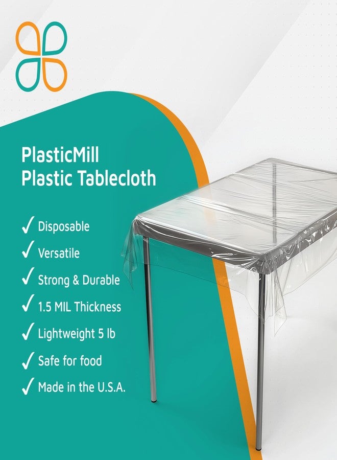 PlasticMill Clear Plastic Table Cover - Clear Plastic Table Cloth - Dining Table Protector Cover - Tablecloth for Rectangle Tables, 1.5 Mil, 66" W x 1,500" L (1-Pack) - Image 5