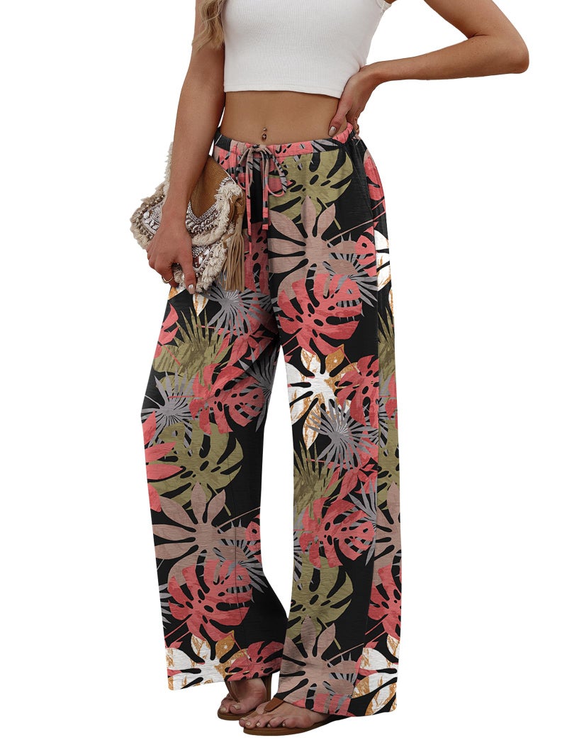 Sampeel Women's Clothing Fashion Tropical Vacation Outfits Beach Vacation Clothes Plus Size Flowy Summer Pants Lounge Travel Cruise Outfits Hawaii 2026 L - Image 4